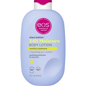 eos Shea Better Loción corporal Vanilla Cashmere, cuidado de la piel con humedad las 24 horas, ligera y no grasosa, karité natural, vegano, loción corporal de vainilla, 16 onzas líquidas