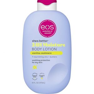 eos Shea Better Loción corporal Vanilla Cashmere, cuidado de la piel con humedad las 24 horas, ligera y no grasosa, karité natural, vegano, loción corporal de vainilla, 16 onzas líquidas