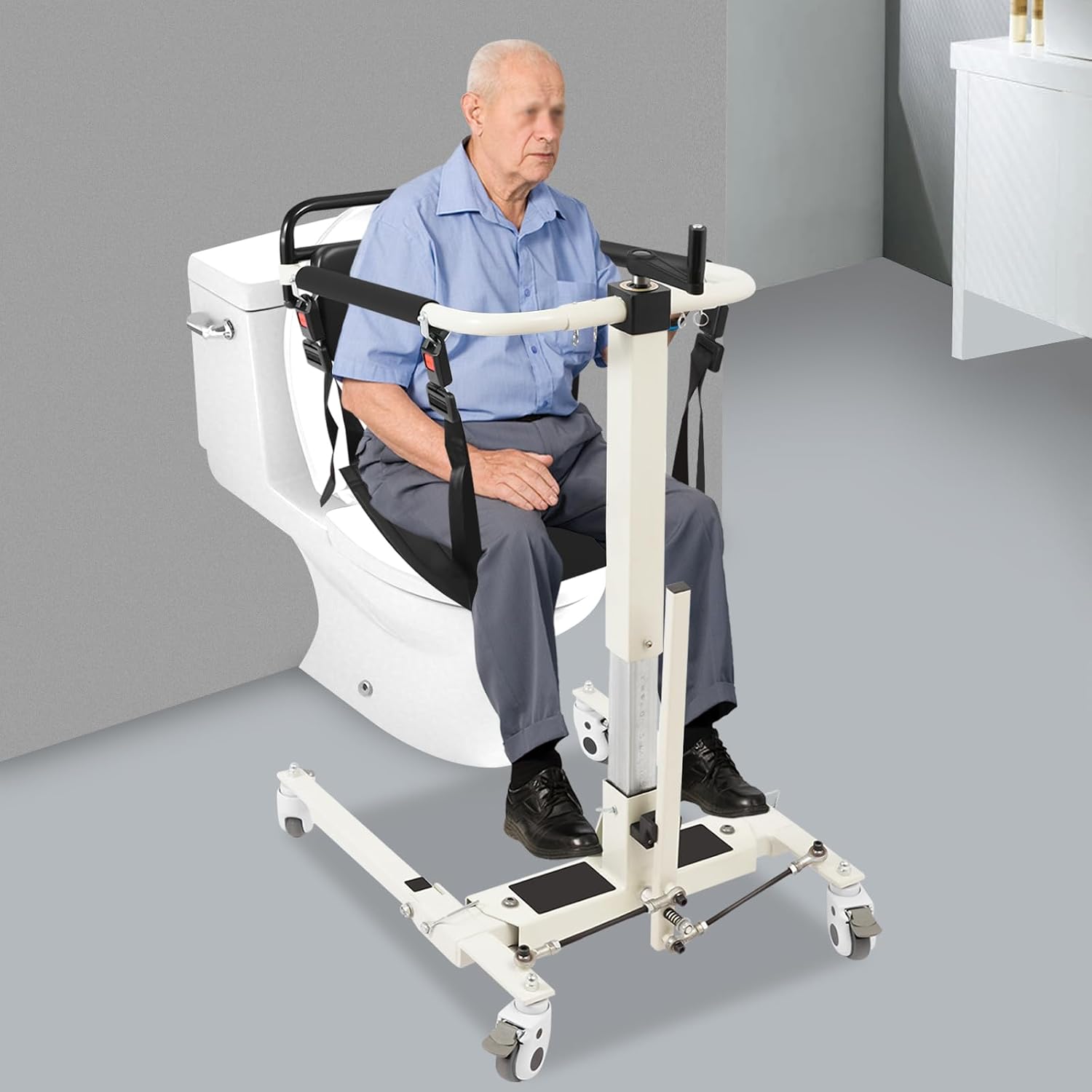 Patient Lift Transfer Chair, Portable Patient Lift Wheelchair, Lift Transfer Chair for Car with Wheels, Bedside for Households, Hospitals, Nursing Homes, Beds