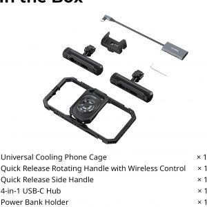 SMALLRIG All-in-One Cooling Dual Handle Phone Cage Kit for iPhone 17/16/Android, 15W Active Cooler & 4-in-1 USB-C Hub, Universal Compatibility 2.5-3.1" Phones, for Live Streaming- 5276