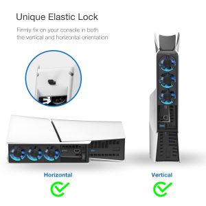 JUSPRO Cooling Fan for PS5 Slim, Upgraded Quiet Cooler Fan with LED Light for PS5 Slim Console Digital & Discs Edition