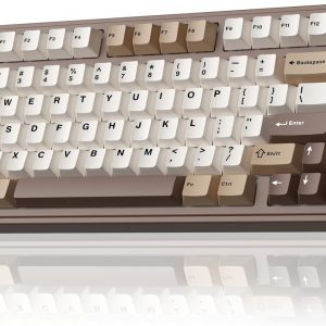 AULA F75 75% Wireless Mechanical Keyboard, Hot Swappable Creamy Keyboard, Pre-lubed Linear Switches, 2.4GHz/Type-C/BT5.0, RGB Backlit Gaming Keyboards(White&Brown)