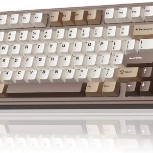 AULA F75 75% Wireless Mechanical Keyboard, Hot Swappable Creamy Keyboard, Pre-lubed Linear Switches, 2.4GHz/Type-C/BT5.0, RGB Backlit Gaming Keyboards(White&Brown)