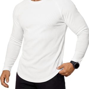 Aoysky Mens Long Sleeve Shirts Slim Fit Workout Basic Ribbed Undershirts | Gym Clothes, Training Running Hiking Activewear, Fall Pullover Tshirts