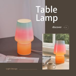 Lámpara de hongo, regalo para el día de la madre, lámpara de mesa pequeña, bonita lámpara de mesa de noche para cocina, lámpara de mesa de cristal, adecuada para dormitorios, cocinas, salas