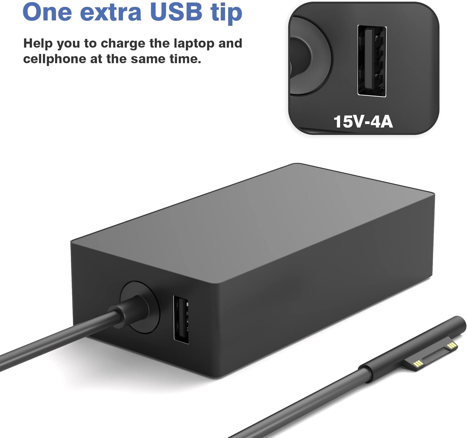 65W Surface Pro Charger Compatible with Microsoft Surface Laptop 2 3, Surface Pro X 11 10 9 8 7 6 5 4 3, Surface Go 2 Go 3, Surface Book 1 2 Microsoft Surface Charger Power Supply Adapter