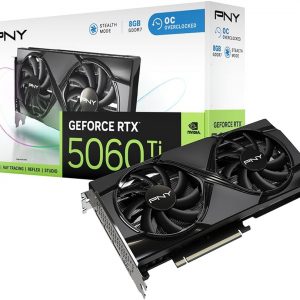 PNY NVIDIA GeForce RTX™ 5060 Ti OC Dual Fan, Graphics Card (8GB GDDR7, 128-bit, Boost Speed: 2692 MHz, SFF-Ready, PCIe® 5.0, HDMI®/DP 2.1, 2-Slot, NVIDIA Blackwell Architecture, DLSS 4)