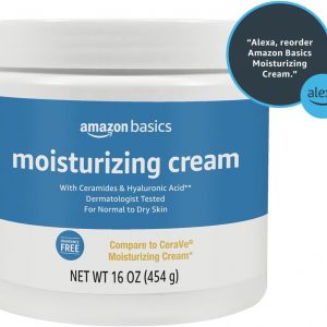 Amazon Basics Moisturizing Cream for Face and Body, Fragrance-Free, with Ceramides, Hydrating, 16 Ounces, 2-Pack