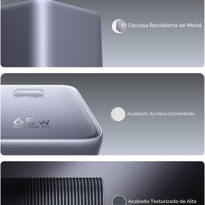 UGREEN Nexode Air - Cargador USB C de 65 W, mini cargador plegable de carga rápida con cable USB C, cargador GaN para MacBook Air/Neo/Pro, iPhone 17 16, Galaxy S26/S25, iPad, gris