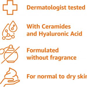 Amazon Basics Moisturizing Cream for Face and Body, Fragrance-Free, with Ceramides, Hydrating, 16 Ounces, 2-Pack