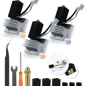 3Pack 0.2+0.4+0.6MM Ceramic Hotend for Elegoo Centauri Carbon, with 0.8MM Bimetallic Hardened Steel Nozzle Brush Silicone Socks and Kit Tools