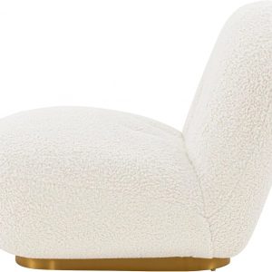 Manhattan Comfort Edina Modern Accent Chair in Luxurious Boucle Upholstery with High Density Foam Padding & Wood Frame with Gold Metal Base, Living Room Seating, White