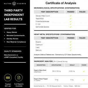 NutraChamps Cápsulas de Raíz de Maca Orgánica USDA para Mujeres y Hombres, 2100mg, 180 Cápsulas, Negra, Roja y Amarilla, Maca Peruana Peruana, Suplemento de Raíz Gelatinizada Pura Premium de Fuerza