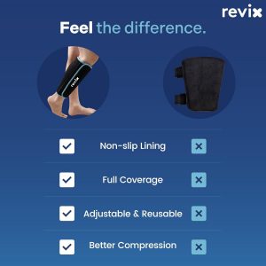 REVIX Shin Ice Pack Reusable Leg Ice Pack Wrap, Shin & Calf Ice Pack Wrap | Cold Therapy Compression Sleeve for Calf, Elbow, Arm and Knee Discomfort, Shin Splints Relief Ice Pack, 360° Full Coverage