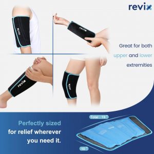 REVIX Shin Ice Pack Reusable Leg Ice Pack Wrap, Shin & Calf Ice Pack Wrap | Cold Therapy Compression Sleeve for Calf, Elbow, Arm and Knee Discomfort, Shin Splints Relief Ice Pack, 360° Full Coverage