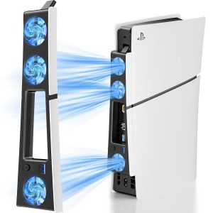 Cooling Fan for PS5 Slim, Compatible with PlayStation 5 Slim Console, High Efficiency PS5 Slim Fan Cooler Station (Black-p5 Slim)