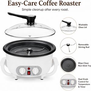 Upgrade Coffee Roaster Machine for Home Use, 110V Household Electric Coffee Bean Roaster with Timer 1200W Roasting Machine Peanut Bean Home Coffee Roaster