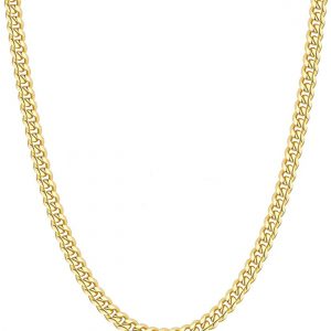 Avotto - Cadena de eslabones cubanos chapada en oro de 14 quilates para hombres y niños, acero inoxidable, collar resistente que no se decolora, joyería de Navidad, regalo, 14/16/18/20/22/24 pulgadas