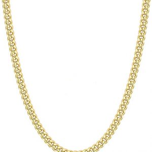Avotto - Cadena de eslabones cubanos chapada en oro de 14 quilates para hombres y niños, acero inoxidable, collar resistente que no se decolora, joyería de Navidad, regalo, 14/16/18/20/22/24 pulgadas