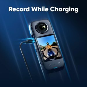 Insta360 Paquete de motocicleta X3: cámara impermeable 360 con sensores de 1/2 pulgada de 48 MP, video HDR activo 5.7K 360, foto 360 de 72 MP, lente única 4K, modo Me de 60 fps, estabilización