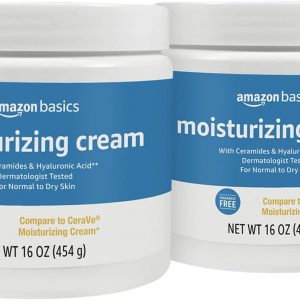 Amazon Basics Moisturizing Cream for Face and Body, Fragrance-Free, with Ceramides, Hydrating, 16 Ounces, 2-Pack