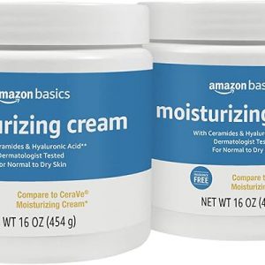 Amazon Basics Moisturizing Cream for Face and Body, Fragrance-Free, with Ceramides, Hydrating, 16 Ounces, 2-Pack