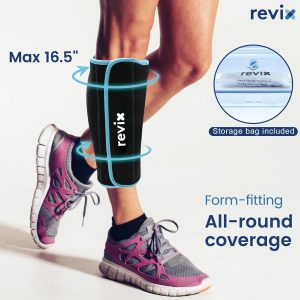 REVIX Shin Ice Pack Reusable Leg Ice Pack Wrap, Shin & Calf Ice Pack Wrap | Cold Therapy Compression Sleeve for Calf, Elbow, Arm and Knee Discomfort, Shin Splints Relief Ice Pack, 360° Full Coverage