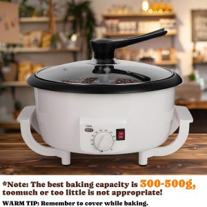 Coffee Roaster Machine for Home Use, 800g Capacity Electric Coffee Bean Roaster Machine with Timer 0-240℃ Non-Stick for Cafe Shop, Nut, Peanut, Black Bean, Soybeans 110V 1200W