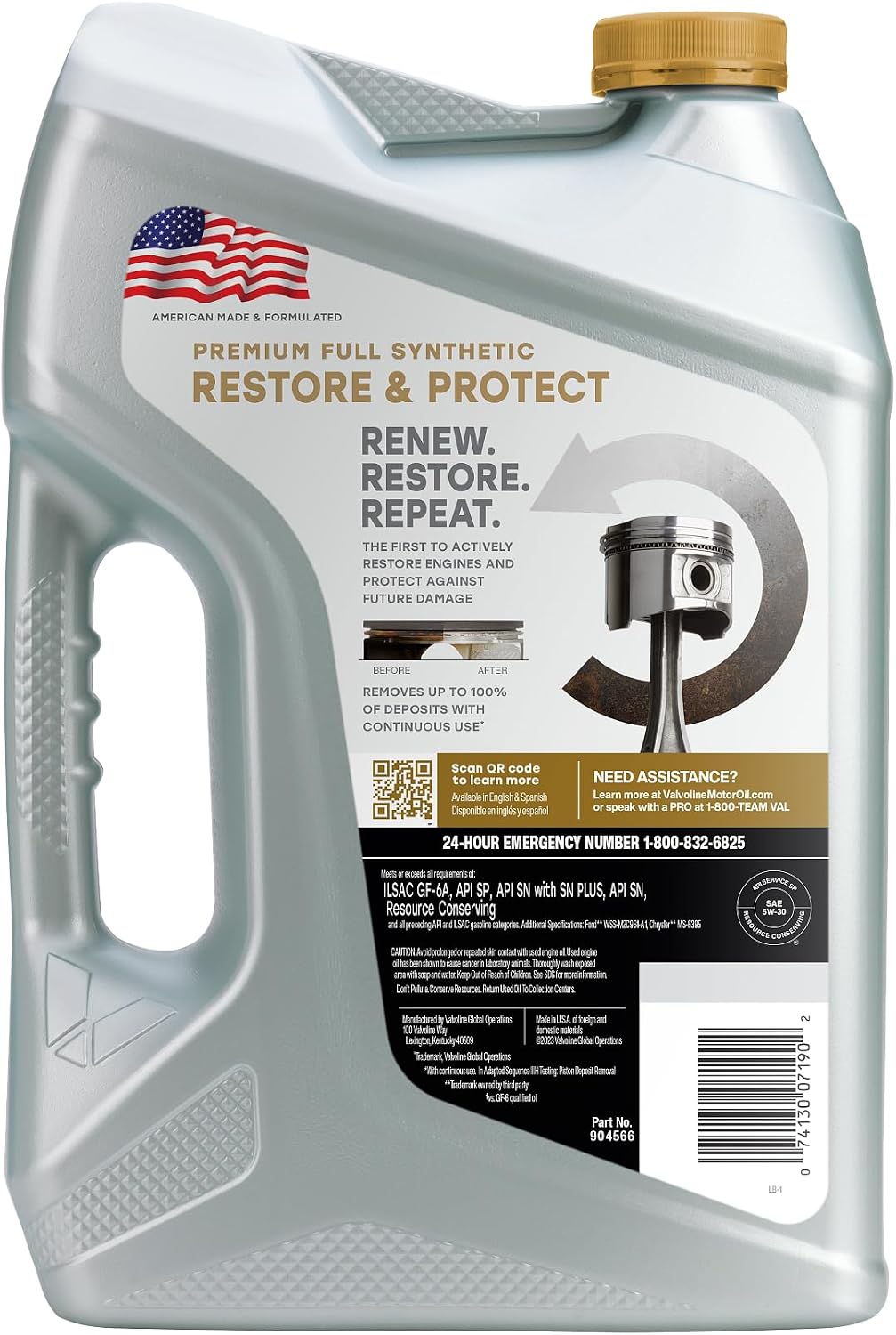 Valvoline Restore & Protect Full Synthetic 5W-30 Motor Oil 5 Quart