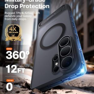 TORRAS Strong Magnetic & Seamless Stand for Samsung Galaxy S26 Ultra Case, Fit for MagSafe, Mil-Grade Drop Protection, Kickstand for Samsung Galaxy S26 Ultra Case, Translucent Back/Black Edge