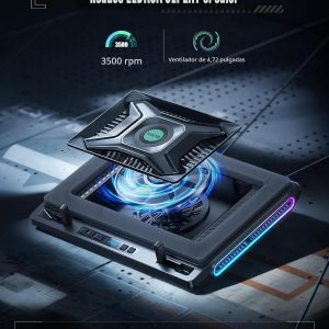 llano V10 Almohadilla de Refrigeración para Laptop de Juegos, Enfriador de Laptop RGB con Potente Ventilador Turbo Externo de 4.72 Pulgadas, Enfriamiento Rápido para Computadoras de 13-17.3 Pulgadas | Powerful 4.72 Inch Turbo Cooling Fan, Fast Cooling Computer 13-17.3in, Button Control, 3 Adjustable Stand, 4-Port USB C&A