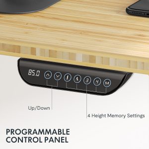 FLEXISPOT E6 MAX - Escritorio de pie de bambú de 55 x 28 pulgadas, con motor dual de 3 etapas, capacidad de peso de 330 libras, escritorio de altura ajustable con gestión de cables y ruedas (escritorio curvado de bambú sólido + marco negro)