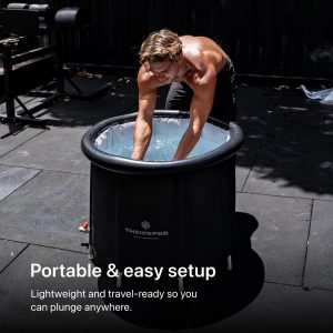The Pod Company Standard Ice Bath Tub, 84 Gallon Cold Plunge Tub with Cover Lid, Portable Inflatable Ice Plunge Tub for Adults, Side Drain, Chiller Compatible (Requires Conversion Kit)