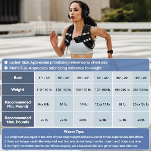 Zeerun Chaleco con peso, 6 libras, 8 libras, 10 libras, 12 libras, 15 libras, 18 libras, 20 libras, 24 libras, 30 libras, para hombres y mujeres, hebilla ajustable a rayas reflectantes, cómodo y duradero, chaleco para caminar, correr, entrenamiento de fuerza