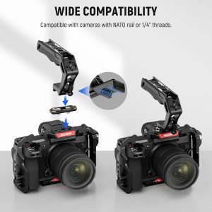 NEEWER Top Handle and NATO Rail Kit, Comfort Silicone Grip with Quick Release NATO Clamp, 3 Cold Shoes and 1/4" 3/8" ARRI Threads, Compatible with SmallRig Camera Cage Video Rig, CA008