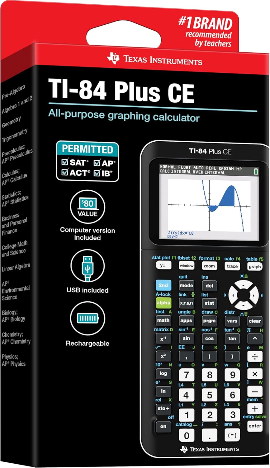 Calculadora gráfica TI84PLSCEBLUBRY de Texas Instruments, Negro