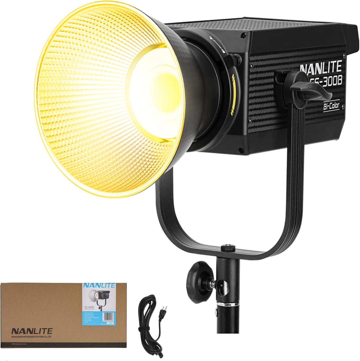 Nanlite FS-300B Foco LED Bicolor de 300W - 2700K-6500K CRI Ajustable 96, Control por App, Luz de Video LED Montura Bowens para Fotografía/Videografía/YouTube/TikTok Creación de Contenido y Transmisión
