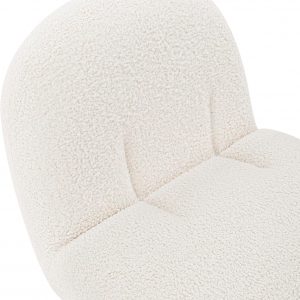 Manhattan Comfort Edina Modern Accent Chair in Luxurious Boucle Upholstery with High Density Foam Padding & Wood Frame with Gold Metal Base, Living Room Seating, White