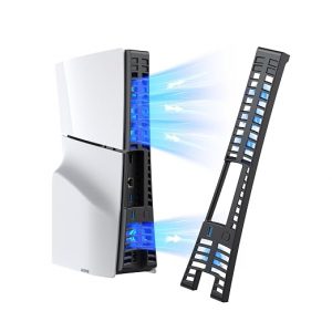 KIWIHOME Cooling Fan for PS5 Slim, 4-Fan Cooler with Auto Speed USB3.0 | For 2023 PS5 Slim Disc/Digital Models with One Horizontal Line on Side Panel. Not for PS5 2020 or Pro 2024, Black