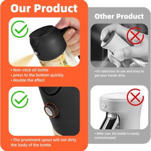 TrendPlain - Pulverizador de aceite de oliva de vidrio de 16oz/470ml para cocinar – Botella dispensadora de aceite de oliva 2 en 1 para accesorios de cocina y freidora de aire, ensalada, parrilla
