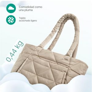 Bolso de hombro acolchado grande para mujer BAGSMART, bolso tipo puff con cremallera, con compartimentos para viajes, trabajo, gimnasio