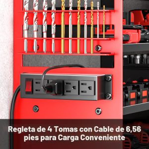 POKIPO Organizador Grande de Herramientas Eléctricas de Pared con Estación de Carga, Estante de Almacenamiento de Herramientas de Metal de 4 Capas de Alta Resistencia Soporta 272kg, Estante Utilitario