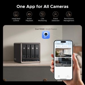 UGREEN NAS DXP4800 GT 4-Bay Desktop Network Attached Storage, AMD R2514 CPU, 8GB DDR4 RAM, 2X 10GbE, 2X M.2 NVMe Slots, 4K HDMI Ideal for Smart Home Enthusiasts, Creators, Office Teams (Diskless)