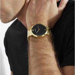 Guess Reloj de acero inoxidable con esfera de diamante genuino