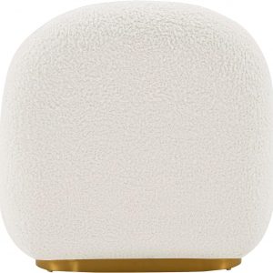 Manhattan Comfort Edina Modern Accent Chair in Luxurious Boucle Upholstery with High Density Foam Padding & Wood Frame with Gold Metal Base, Living Room Seating, White