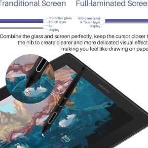 HUION KAMVAS Pro 16 Drawing Tablet with Screen, 8192 Pen Pressure, 15.6Inch | Full-laminated Anti-Glare Glass Art Tablet with Battery-Free Pen Tilt Function 6 Hot Keys Touch Bar, Work with PC, MAC, Linux