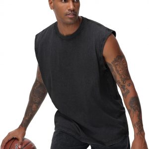 Mens Cotton Sleeveless Tank Tops Cut Off Muscle Gym T Shirts Running Beach Loose Fit Tees