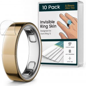 10 Pack Ultra-Thin Clear Skin Cover for Oura Ring Gen 5, Invisible Transparent Anti-Scratch Protector Smart Rings Accessories Protective Film for Oura Ring 5 (Clear, Size 8)