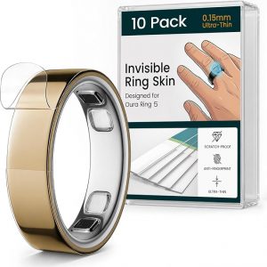 10 Pack Ultra-Thin Clear Skin Cover for Oura Ring Gen 5, Invisible Transparent Anti-Scratch Protector Smart Rings Accessories Protective Film for Oura Ring 5 (Clear, Size 8)