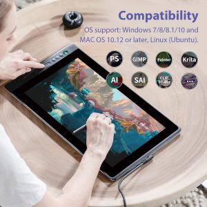 HUION KAMVAS Pro 16 Drawing Tablet with Screen, 8192 Pen Pressure, 15.6Inch | Full-laminated Anti-Glare Glass Art Tablet with Battery-Free Pen Tilt Function 6 Hot Keys Touch Bar, Work with PC, MAC, Linux